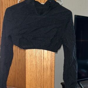 Boohoo Black Textured Long Sleeve Crop Top